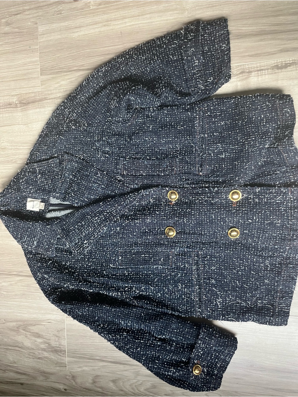 Maeve Navy and White Speckled Tweed Blazer